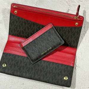 Brown & Red Michael Kors Wallet